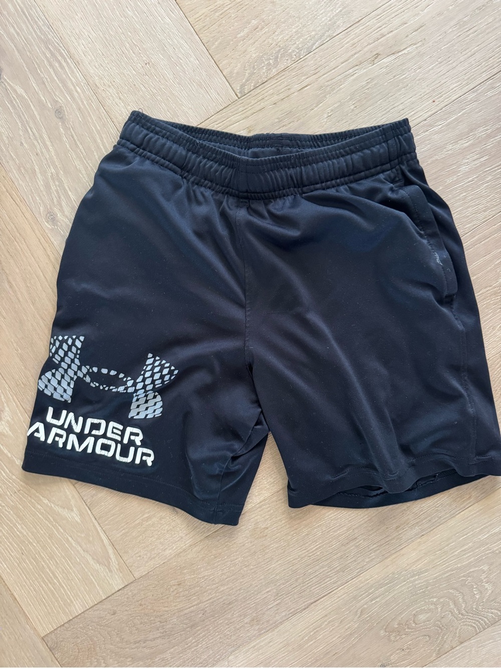 2 pairs of Under Armour Boy's Performance Shorts - 1 black/ 1 navy blue- youth m